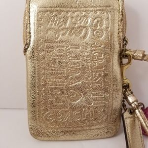 Coach Poppy Gold Wristlet Wallet